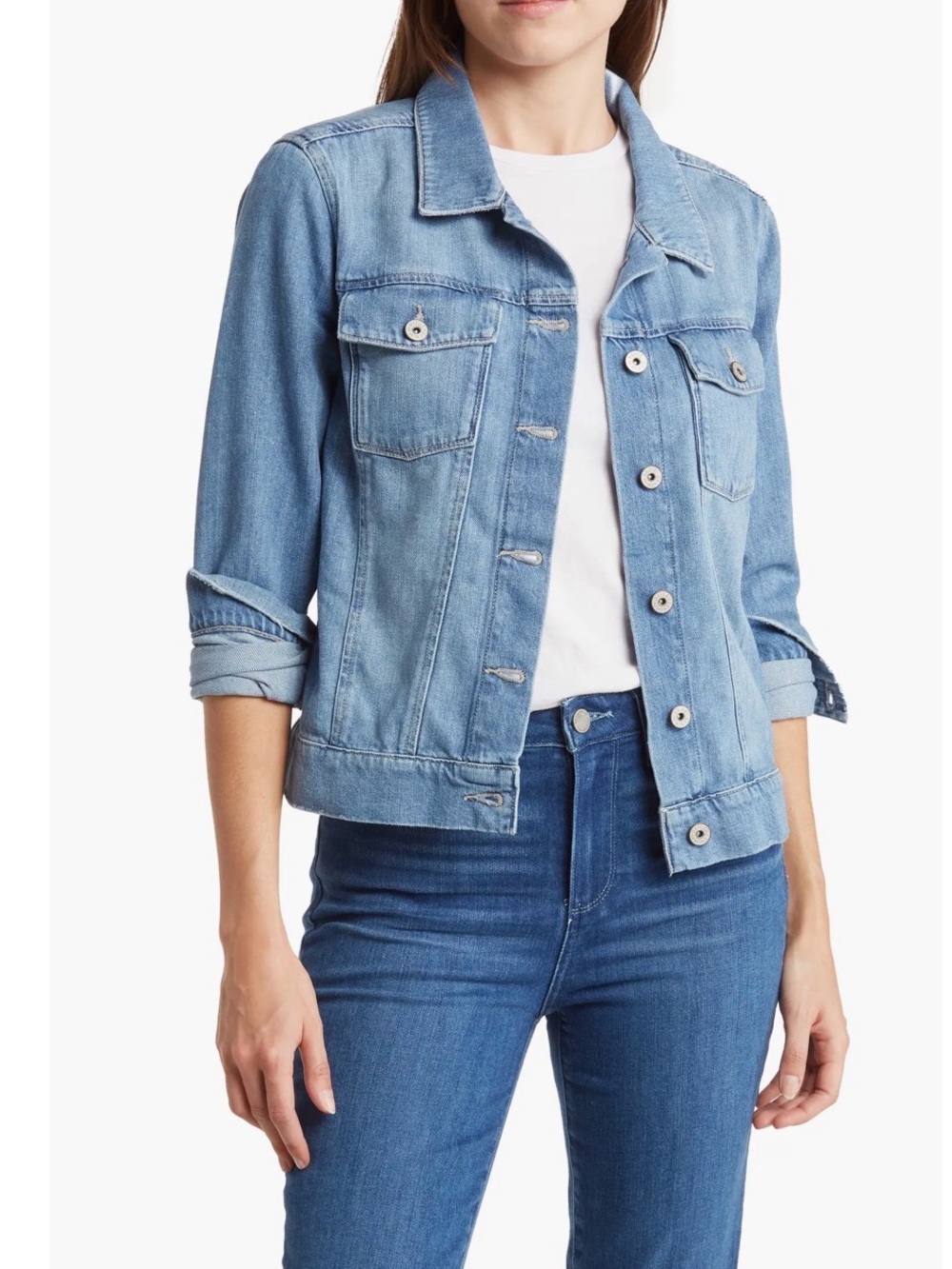 PAIGE Denim Classic Leanna Jean Jacket - Medium Wash Button-Up Jacket